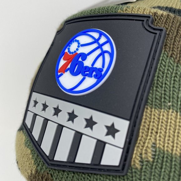 Philadelphia‎ 76ers Camo Beanie Salute Army Hat NBA Basketball Sixers Fleece - Picture 8 of 8